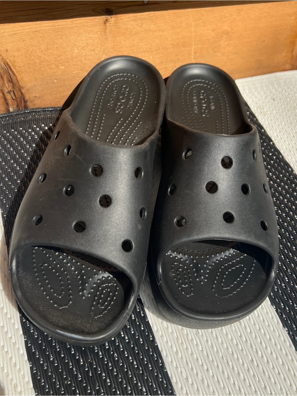 CROCS Black Slip-On Slide Sandals with Vent Holes